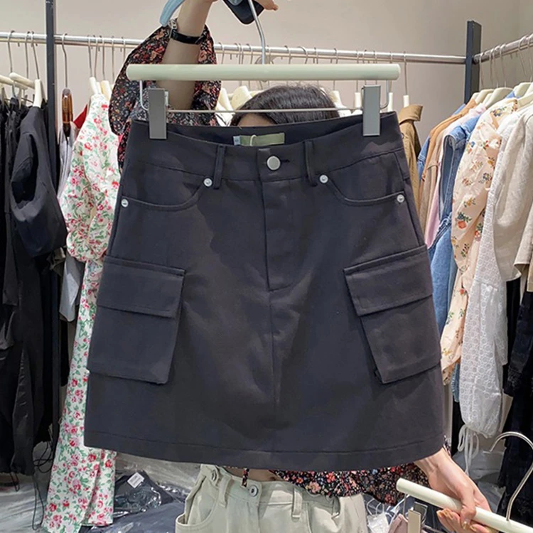 梨形身材工装短裙女2025年夏季薄款显瘦大码高腰休闲a字包臀裙子