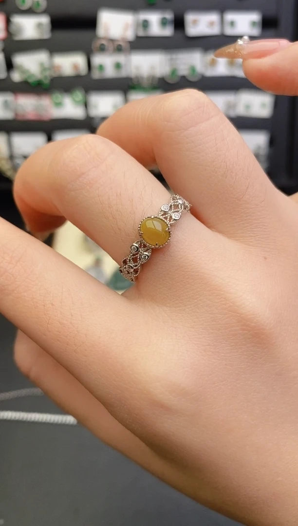 银S925镶嵌戒指翡翠0