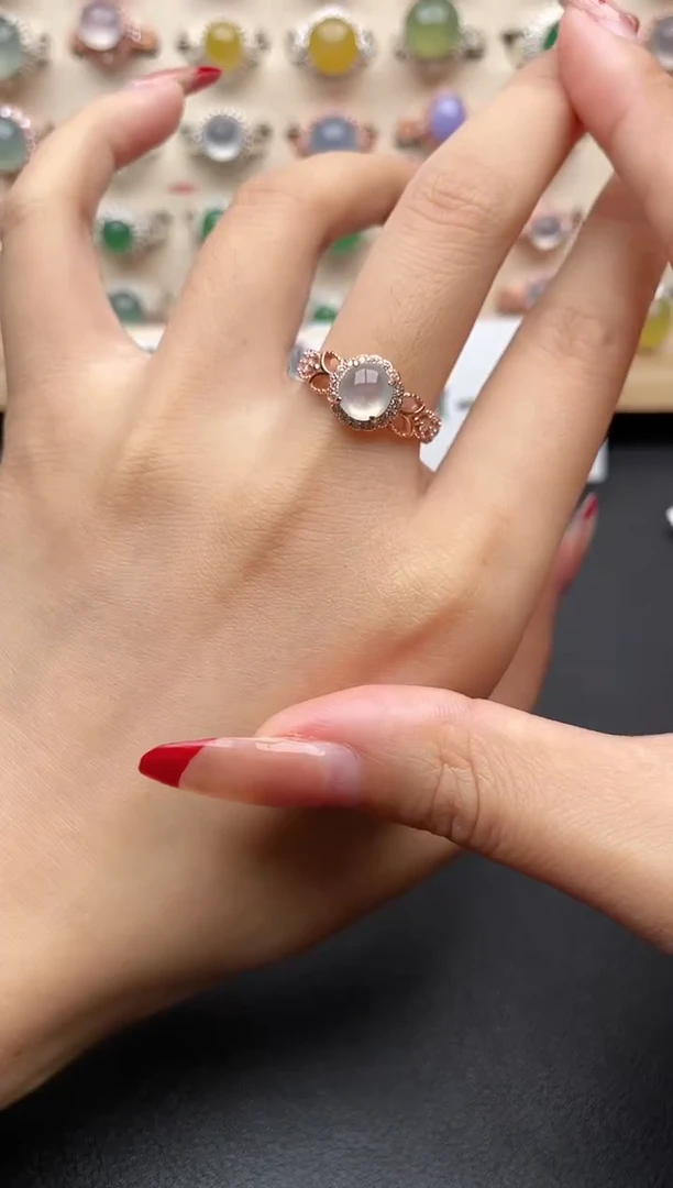 【闪购商品】翡翠戒指银S925镶嵌一物一证一礼盒