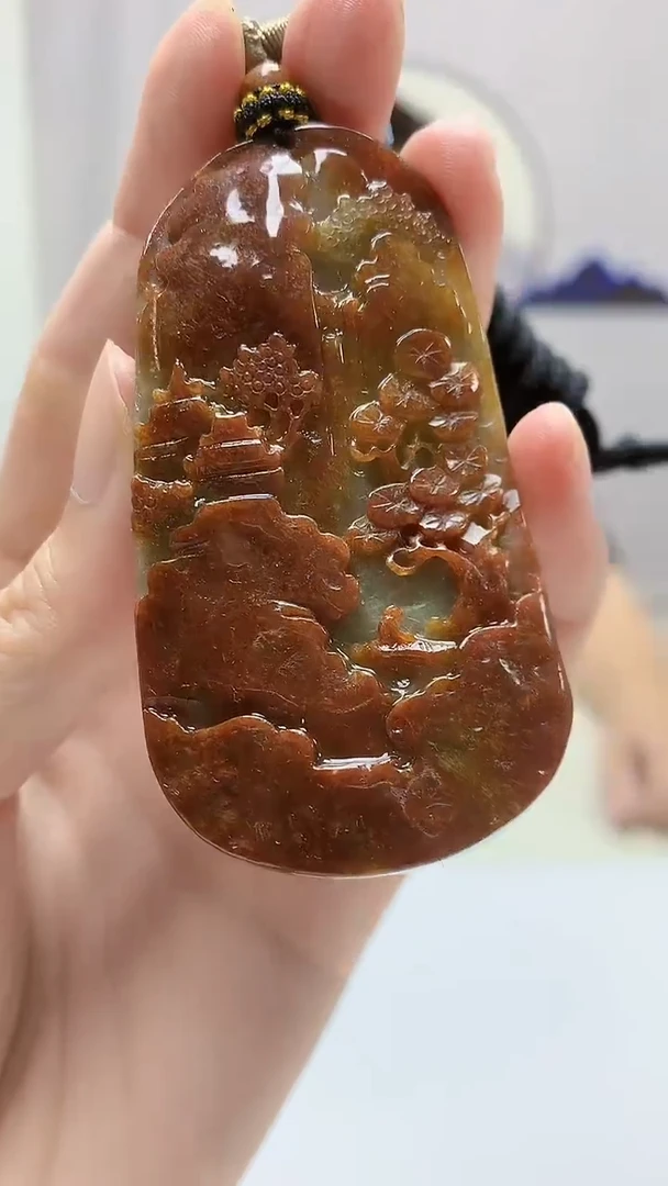 定制翡翠未镶嵌4917zm-毛货挂件山水166