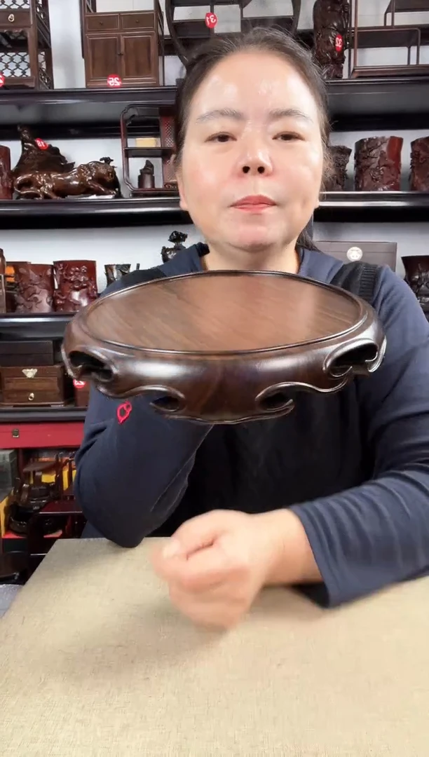 木大卷边圆老李红木工艺品