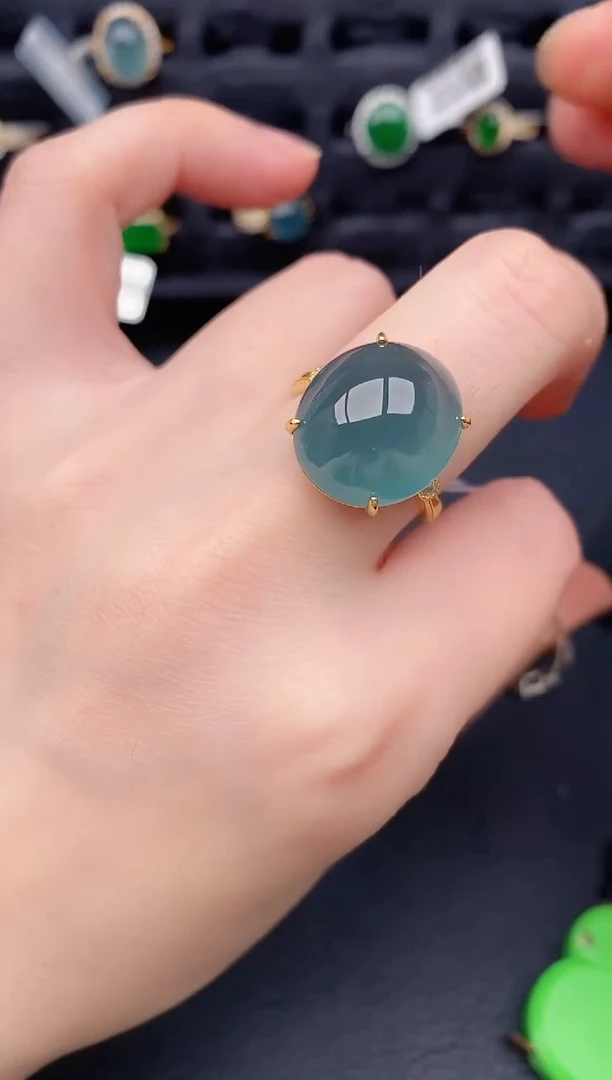 银S925镶嵌戒指翡翠天然a货翡翠297