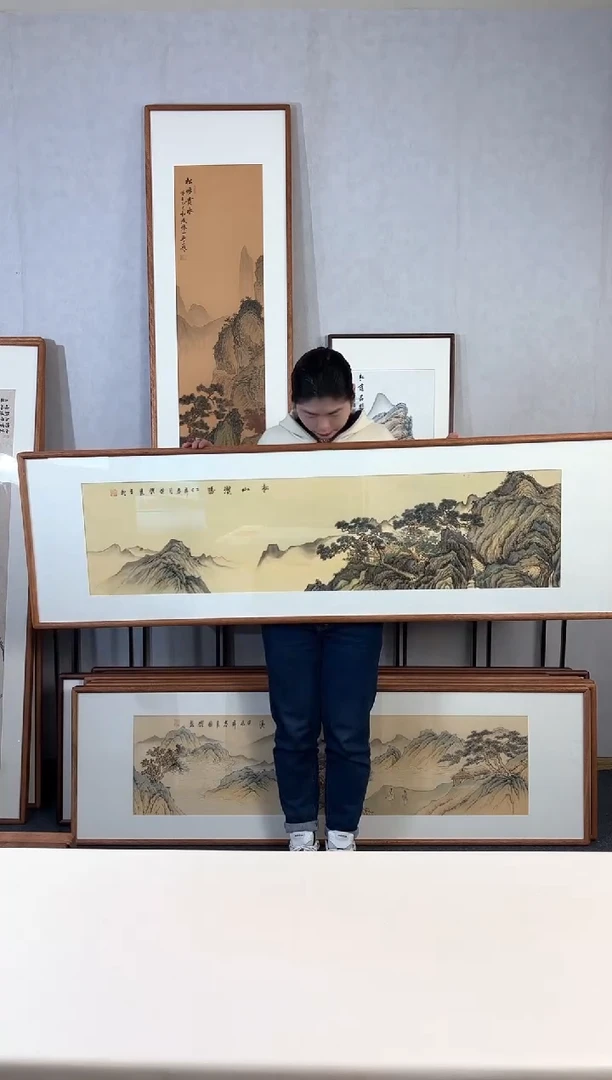 【闪购商品】国画手绘*松山揽胜*52*172cm实木框