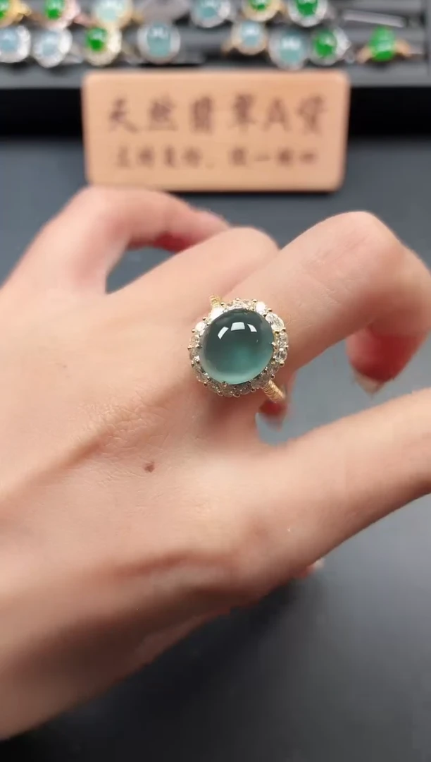 银S925镶嵌戒指翡翠11