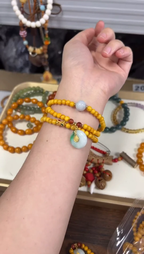 未镶嵌蜜蜡手链满蜜蜜蜡翡翠款多圈手链[0463]