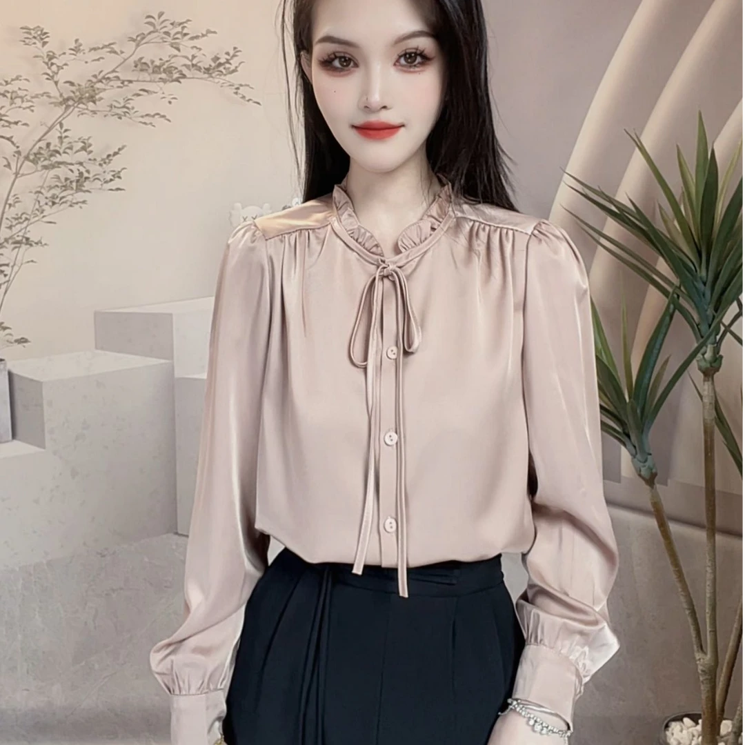 秋季新款衬衫女士时尚气质百搭高级感衬衣长袖洋气减龄显瘦上衣
