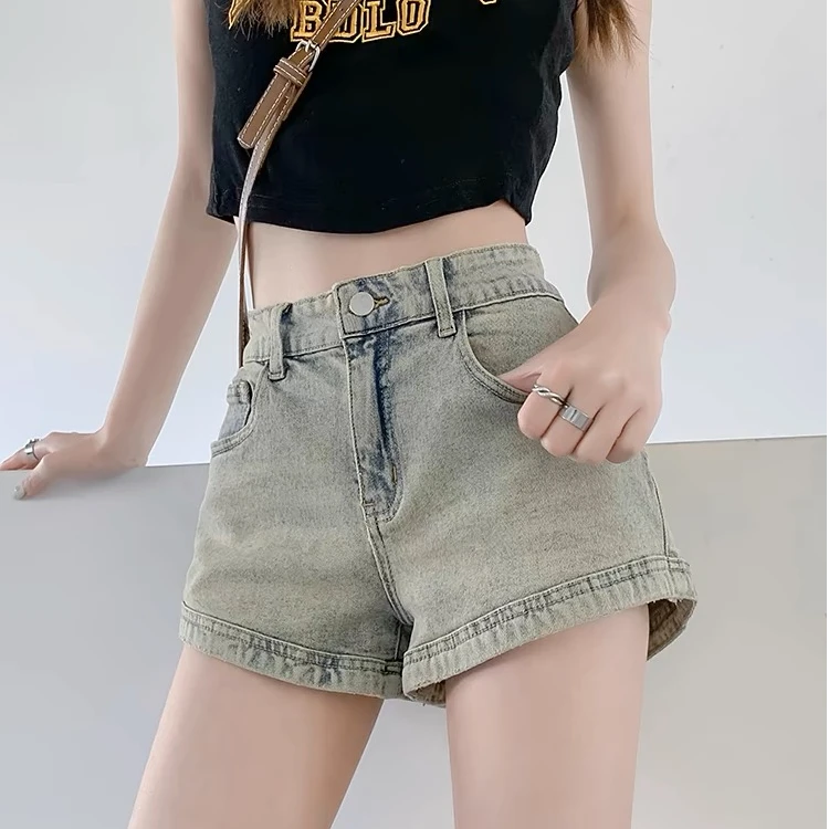 小个子美式复古牛仔短裤女爆款2025新款夏季高腰显瘦直筒提臀热裤
