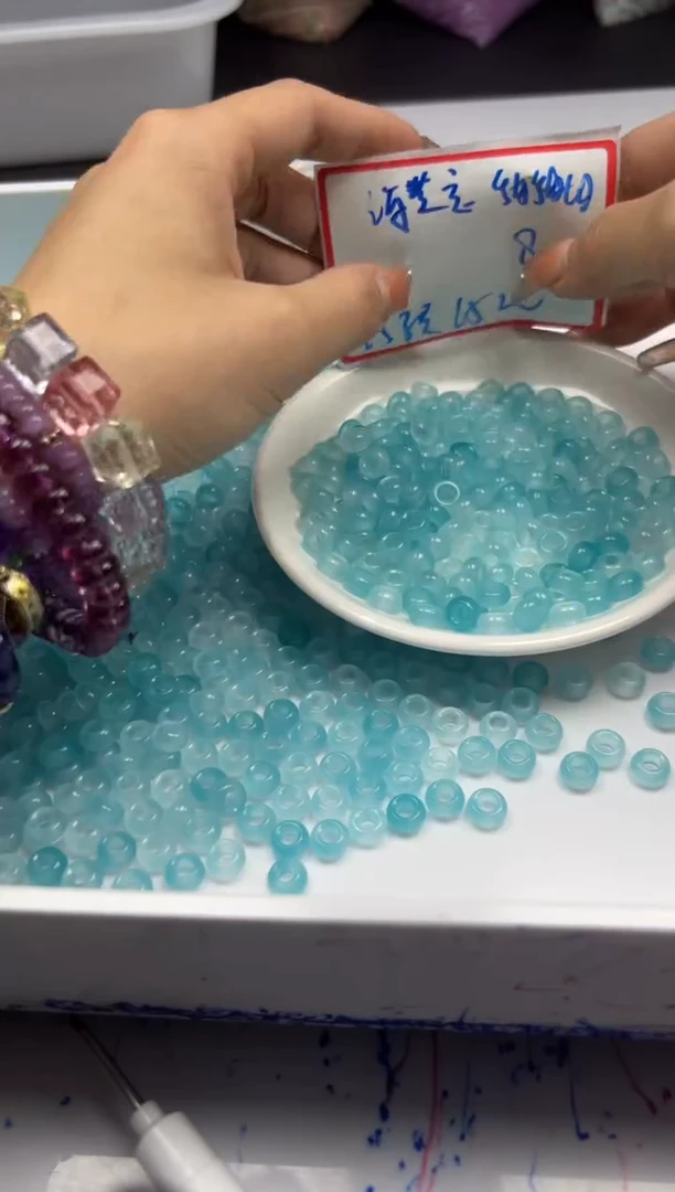 玛瑙/玉髓颈饰未镶嵌w2460海蓝宝甜甜圈8mm*15颗