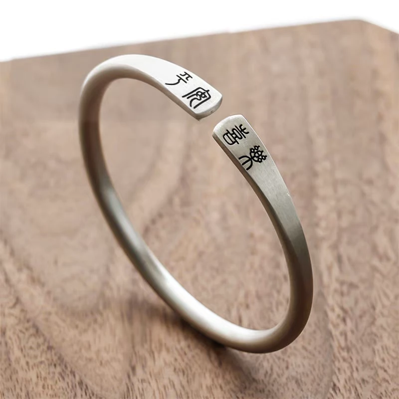 足银手镯 9999古法平安喜乐实心手镯