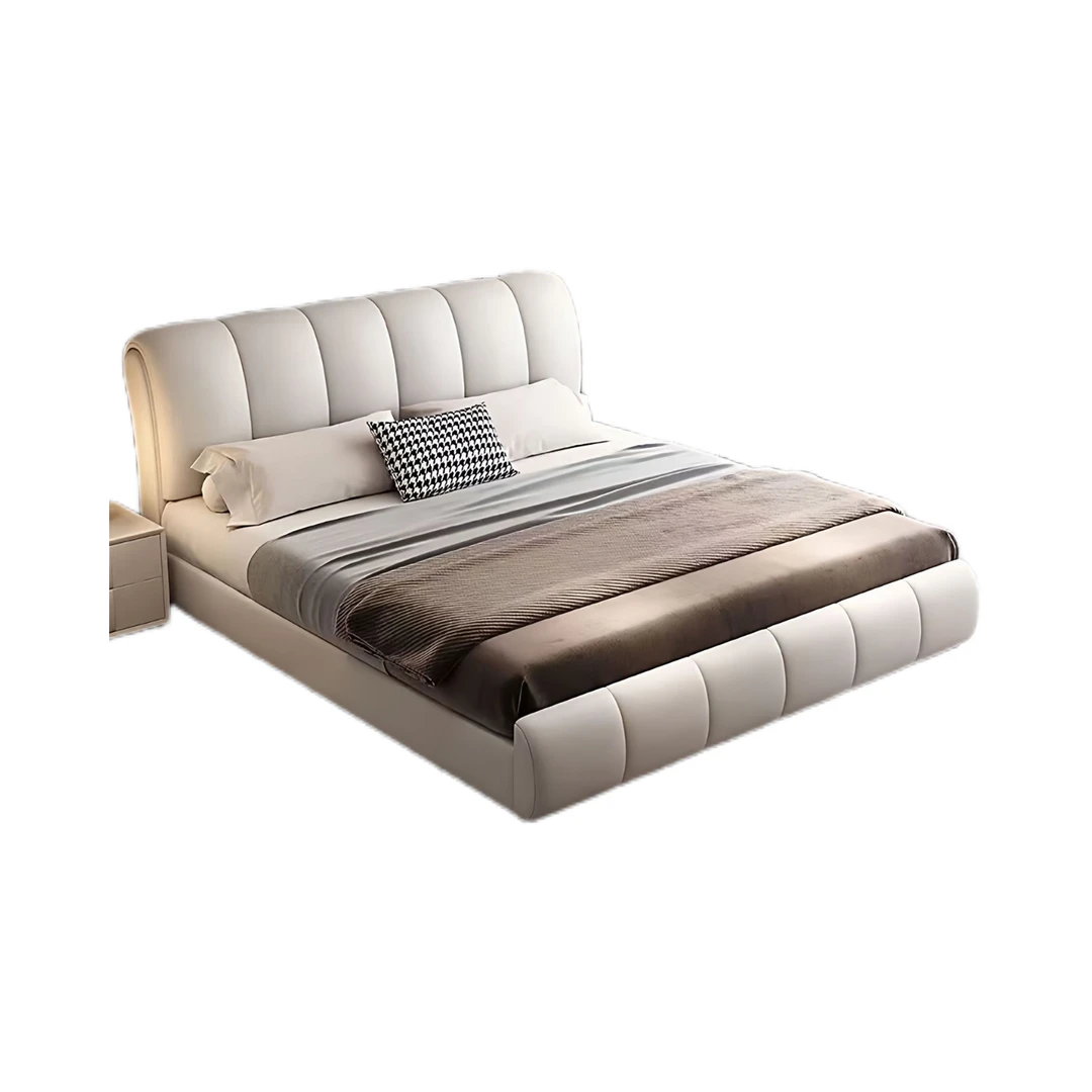 现代简约真皮床双人床1米8高箱储物高端软包床出租屋专用主卧大床