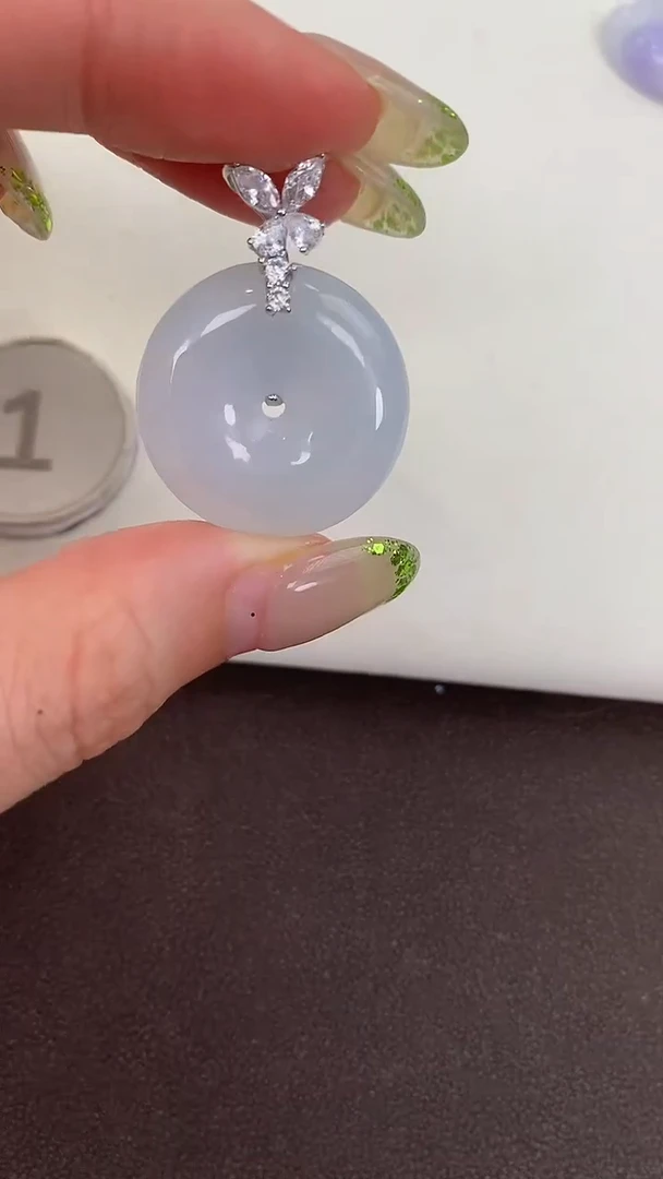 颈饰银S925镶嵌翡翠天然缅甸a货翡翠