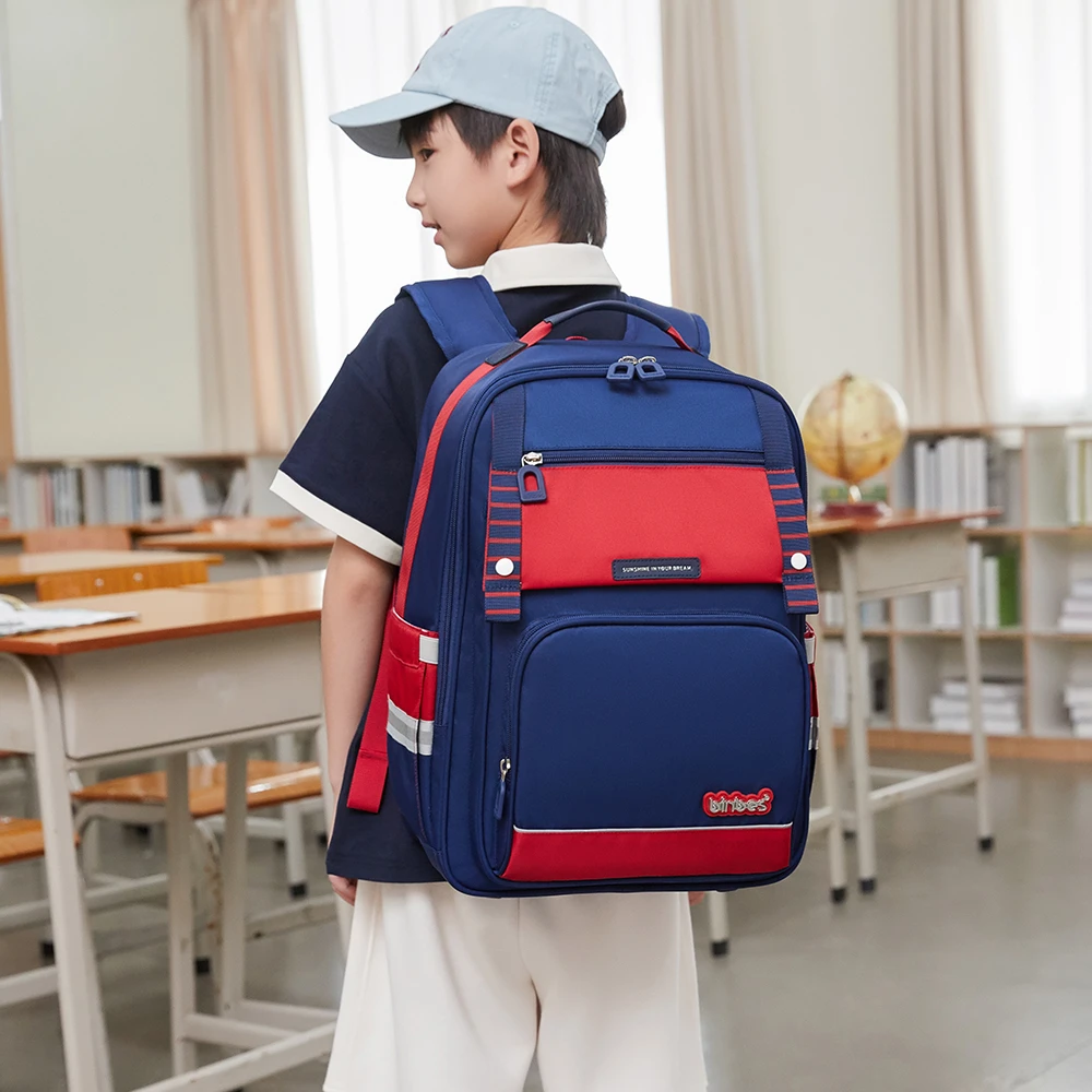 【阳光8点-宾比】3-6年级新款学生超轻护脊减负防水书包#B-3621