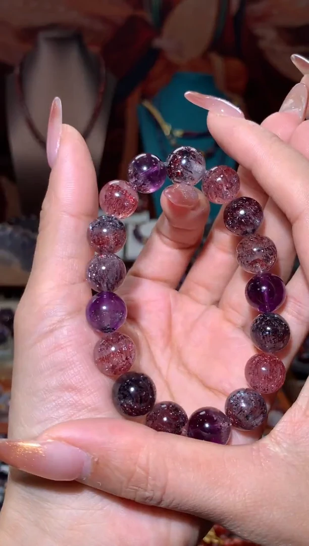 未镶嵌珠宝半成品水晶超七手串12+mm