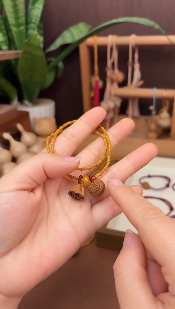 手串桃核双圈好运莲莲竹节