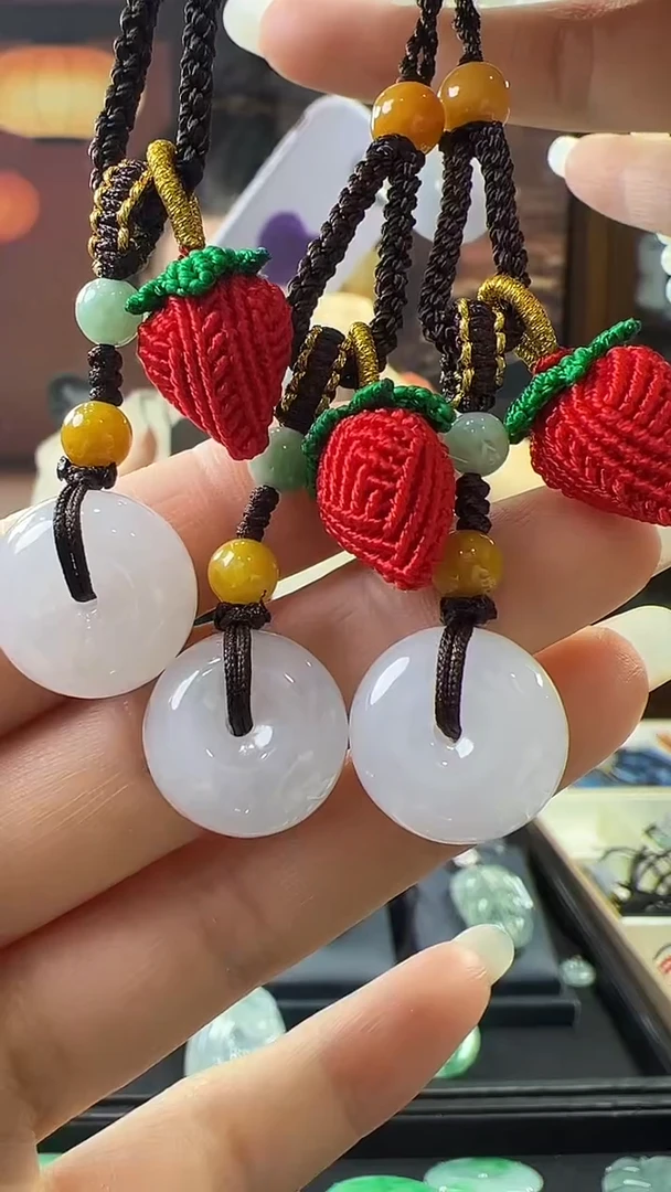 未镶嵌挂件翡翠平安扣手机挂（多样性发其一）