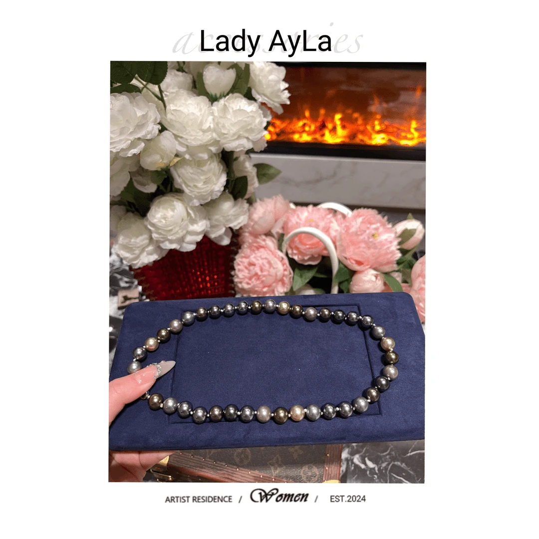 吊坠925银仿珍珠 珠珠灰色项链气质时尚小众AL026A