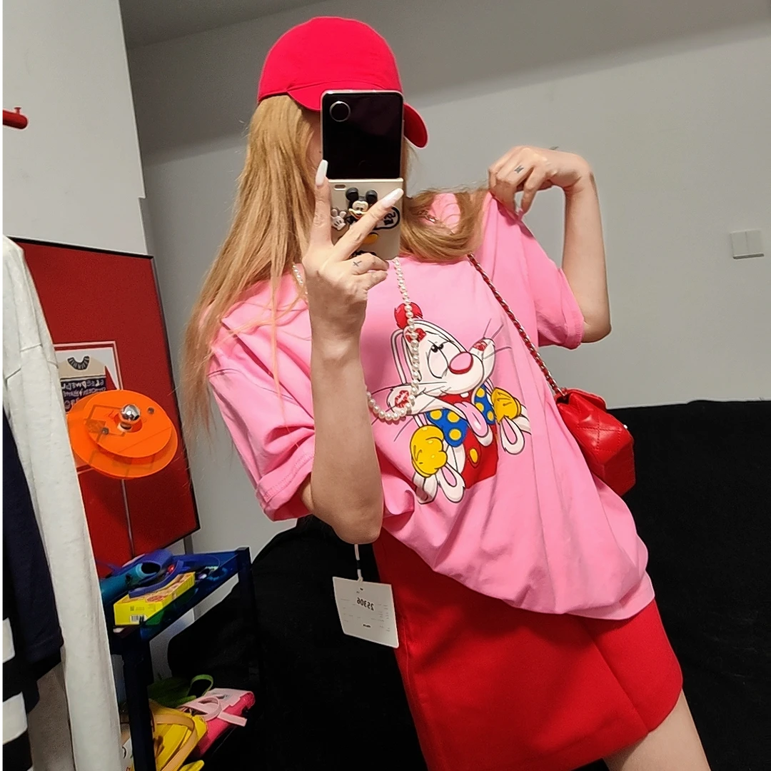 宠儿【2025夏季韩版时尚百搭兔子印花体恤】