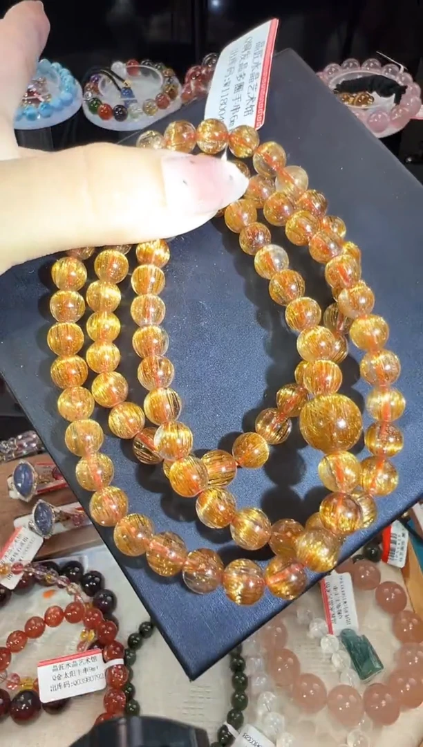 水晶手串未镶嵌Q铜发晶多圈手串6m+ JP50531宋