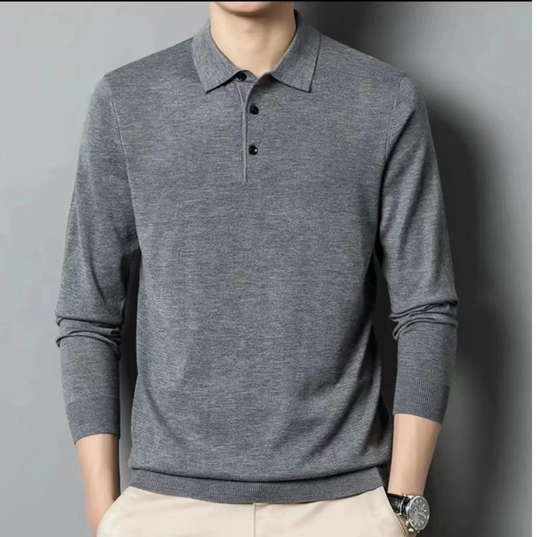 2024秋冬新款男士商务休闲经典百搭POLO领羊毛衫