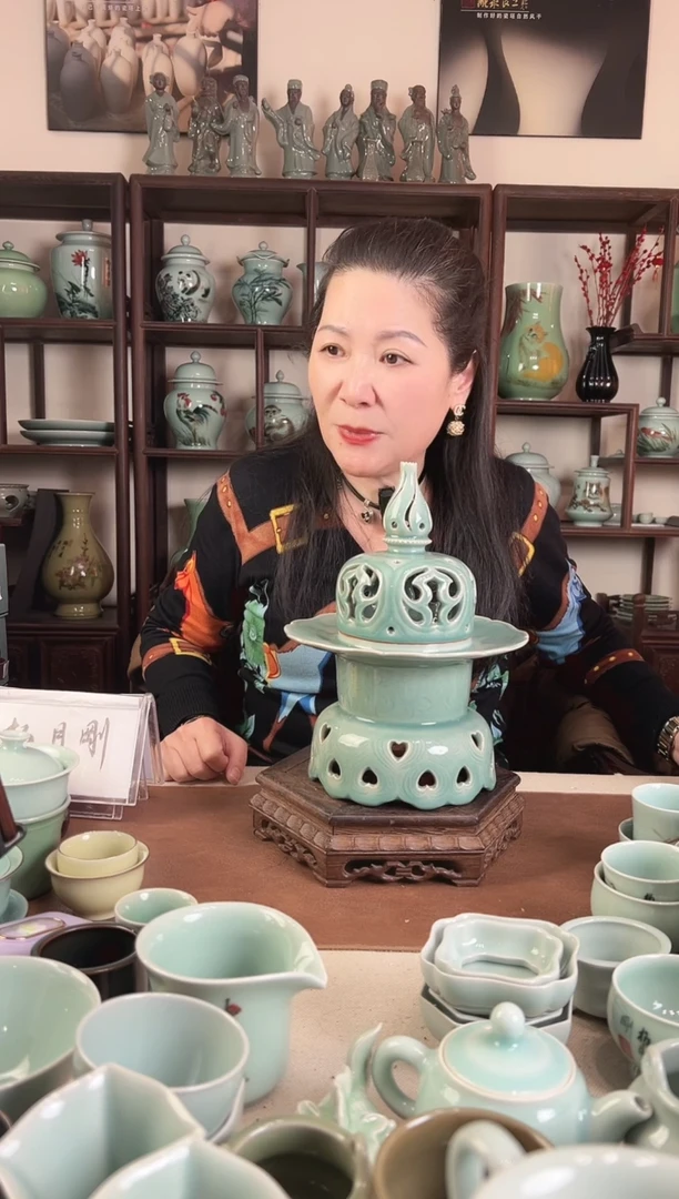 青瓷 老梅青 香炉（大）