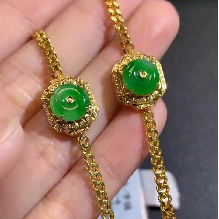 玥集珠宝 18K金翡翠手链 多样性发货一件 JH