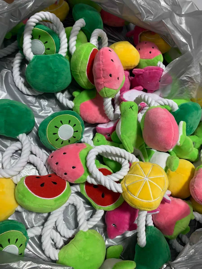 韩单5个一组磨牙解闷毛绒发声蔬菜水果玩具幼犬狗狗猫耐咬