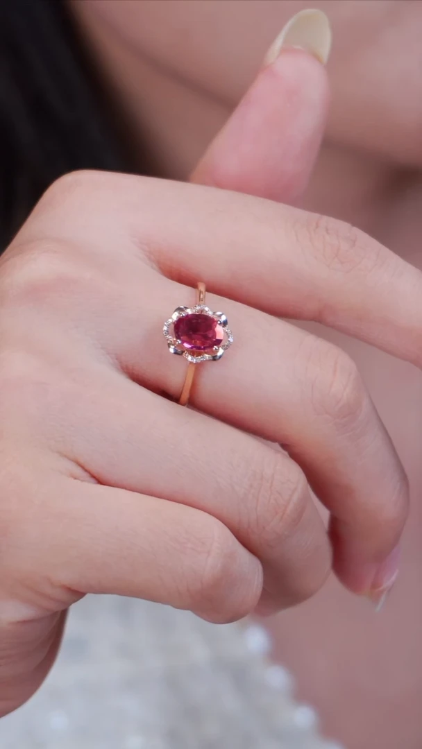 18K金镶嵌戒指碧玺3【主石2ct 实际以证书为准】