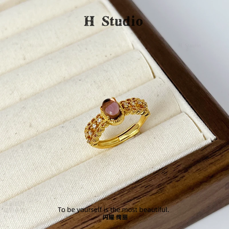 铜合金合成锆石戒指 T1005 【暮紫】复古时尚轻奢气质小众戒指