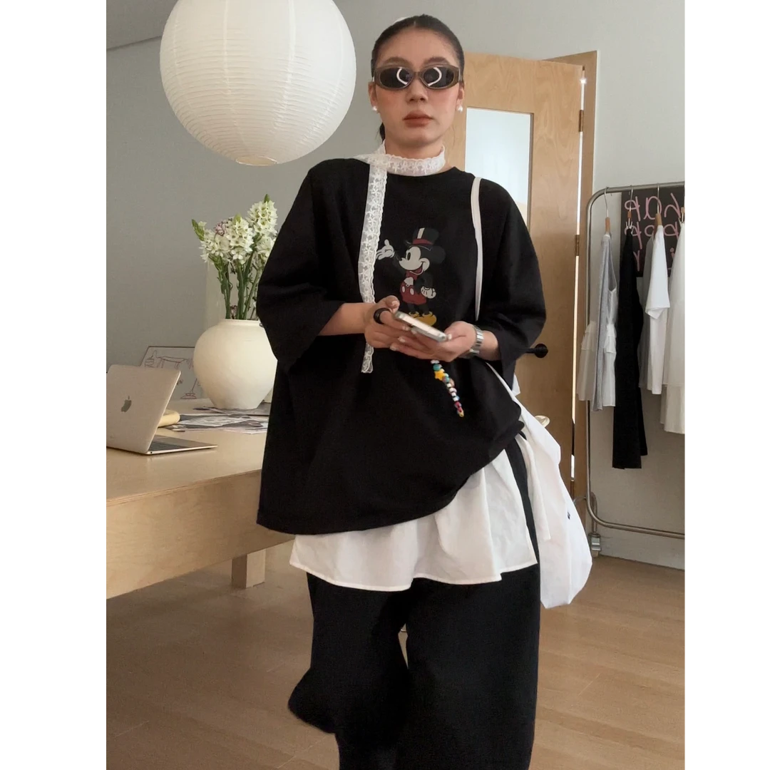 夏季新款韩系时尚大版宽松圆领米奇T恤21199