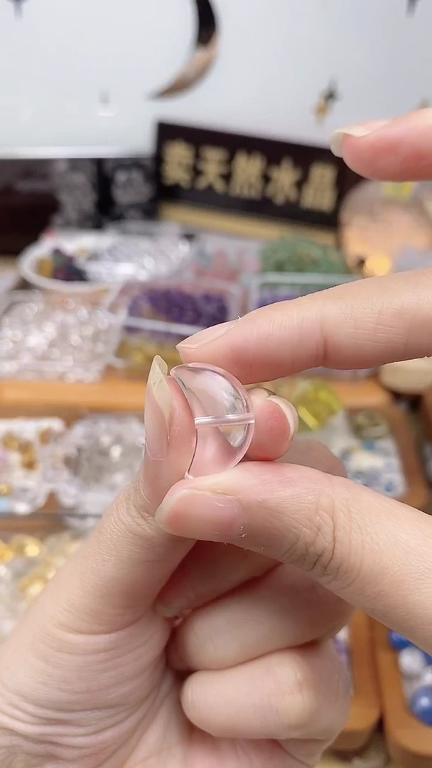 未镶嵌珠宝半成品水晶白水晶月亮一颗装