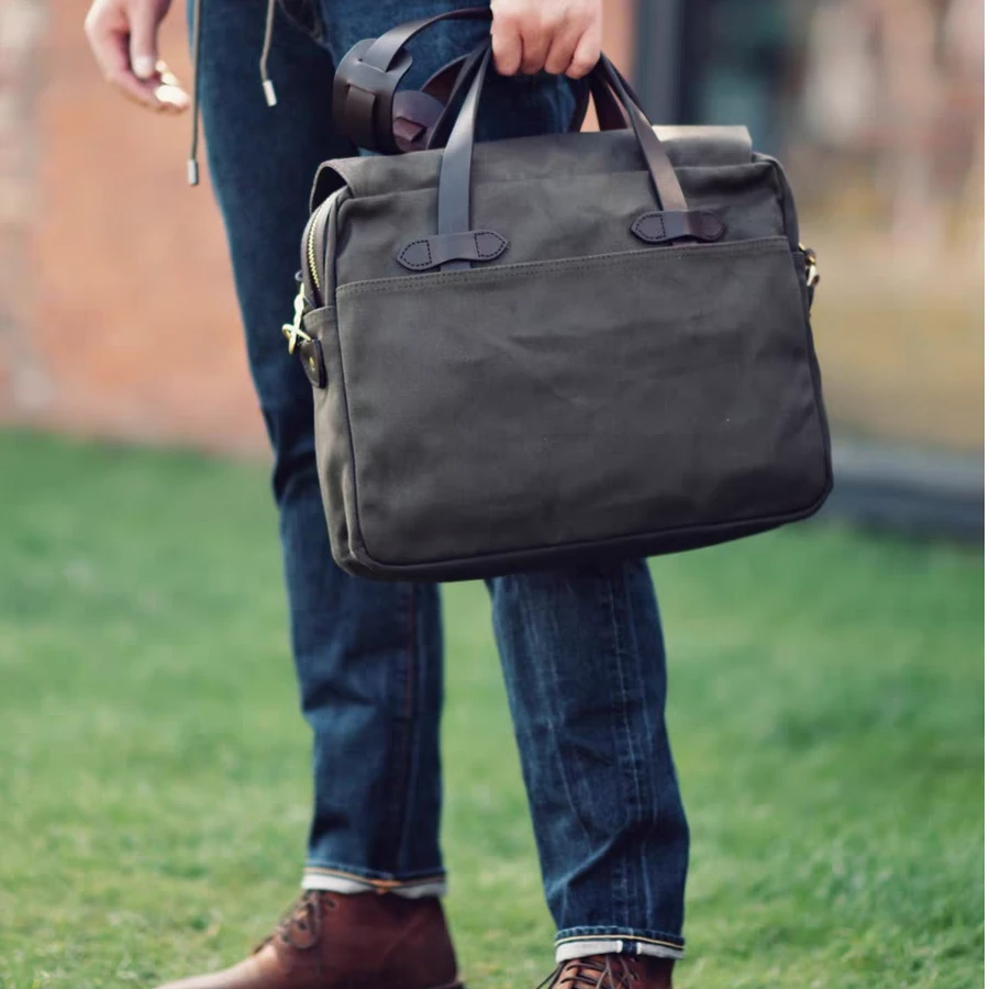 美式复古男士商务公文包加厚重磅油蜡上班通勤外出专用包