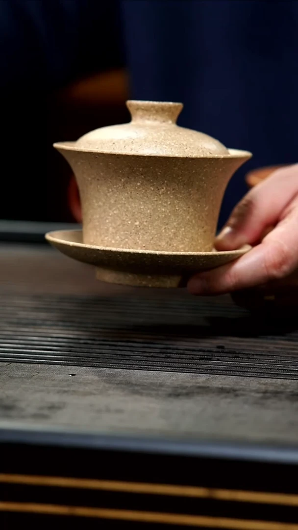 【闪购商品】紫砂茶壶21-微瑕雪花芝麻段三才盖碗180cc