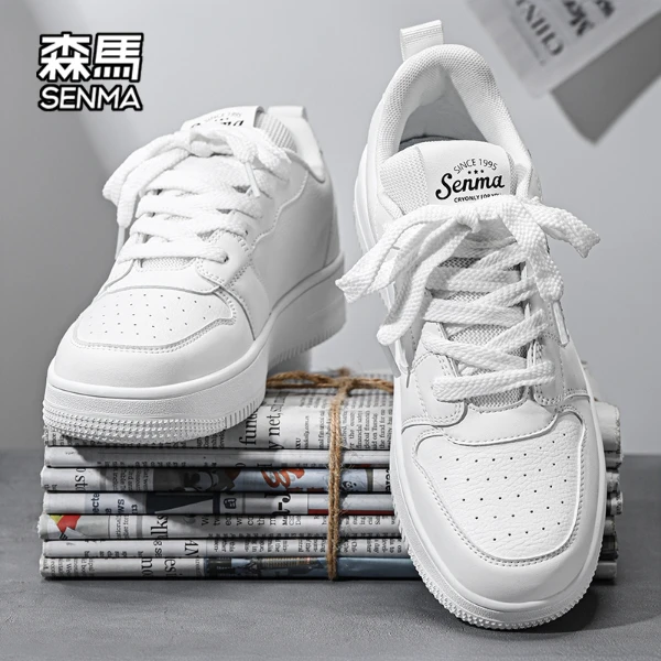 SENMA/森马2025秋季学生男鞋百搭低帮小白鞋透气不闷脚厚底板鞋男