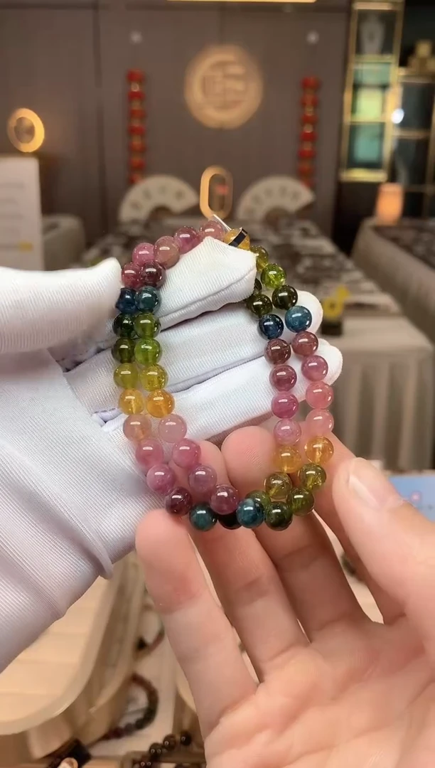 未镶嵌冰透体老矿碧玺单圈手串6mm+碧玺多样性发货一条xion