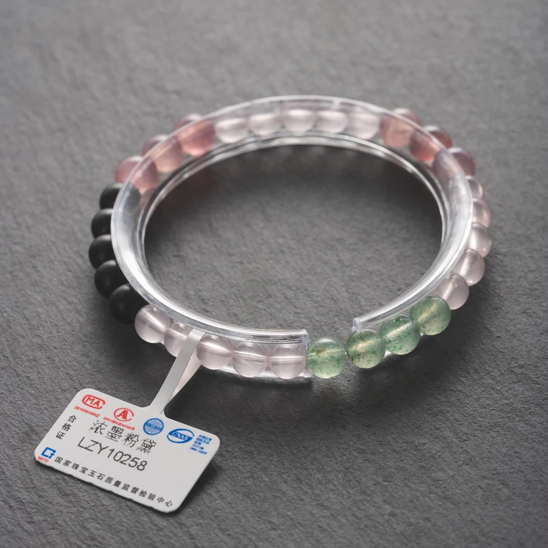【浓墨粉黛】LZY10258粉水晶草莓晶绿草莓DIY手链时尚百搭精美单圈