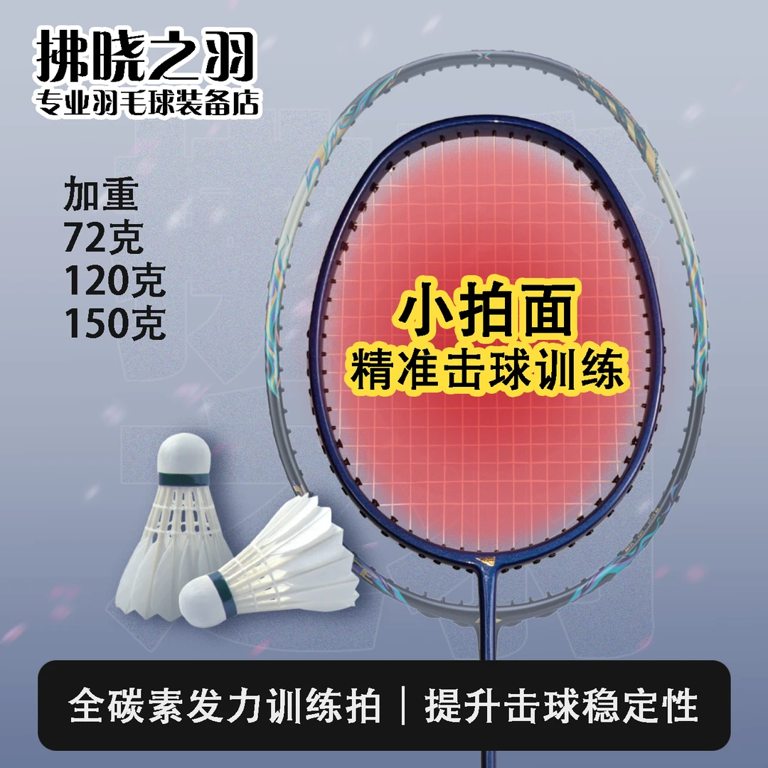 加重甜区训练拍羽毛球拍全碳素发力击球点练习小拍面儿童玩具拍