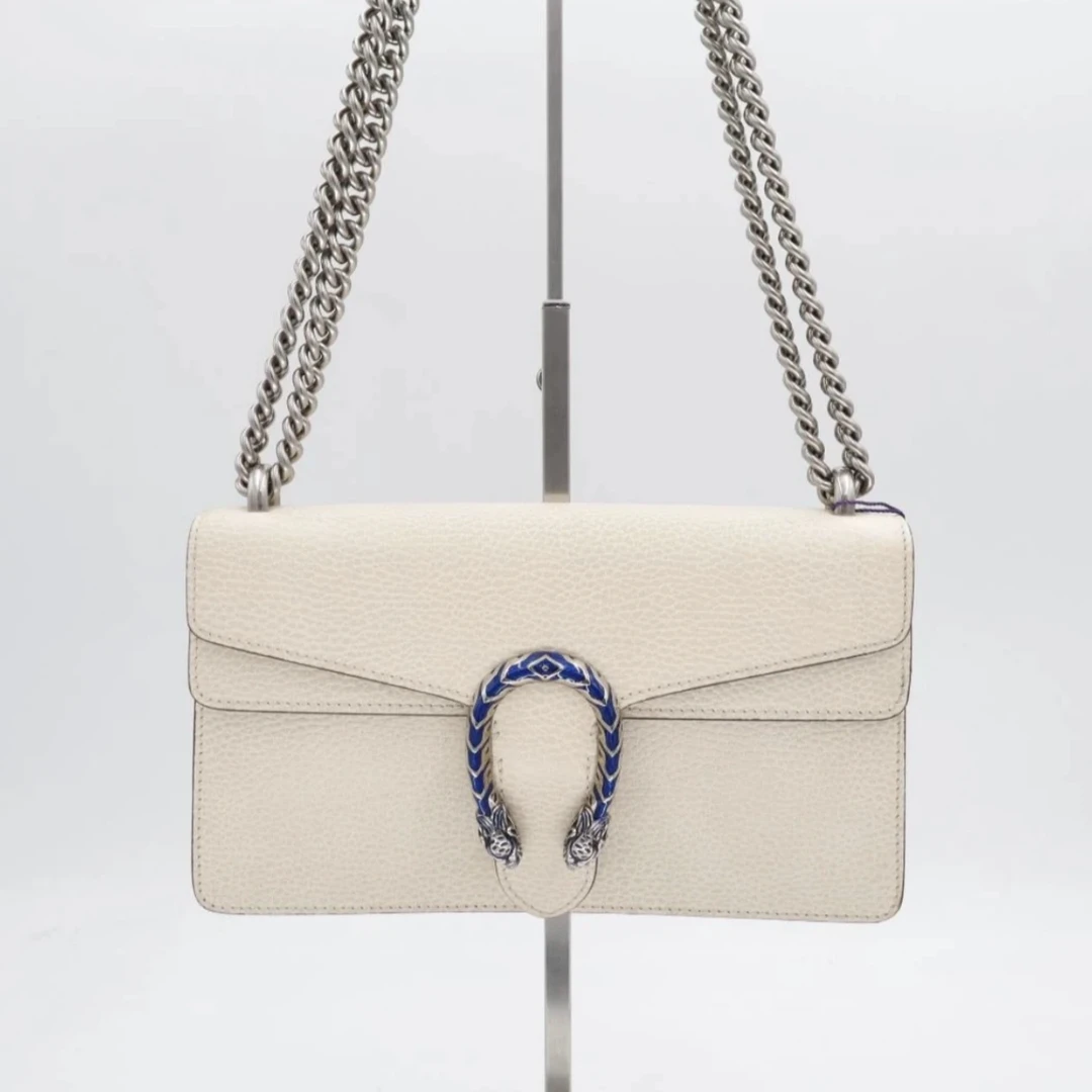 99新 GUCCI/古驰 新款酒神中号白色珐琅扣/链条包单肩包/友奢