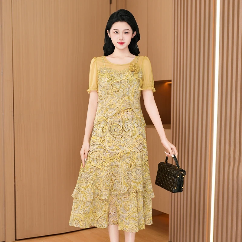 拉夏贝尔轻奢小众高级感女装连衣裙子2025夏季名媛气质奢华小个子