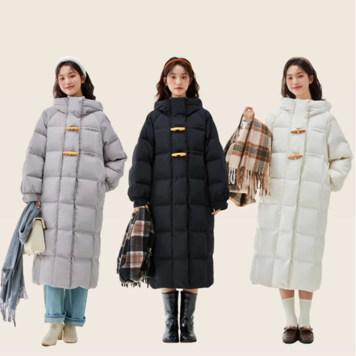 La Chapelle/拉夏贝尔2025年新款甜美牛角扣羽绒服宽松外套