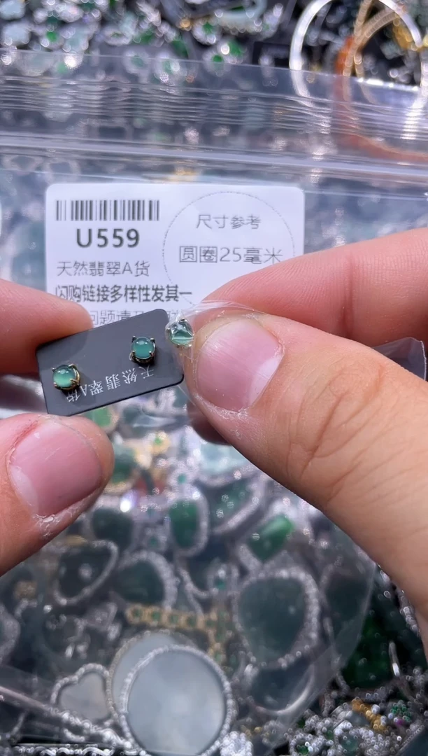 【闪购商品】翡翠颈饰未镶嵌U559耳钉 多样性发其一