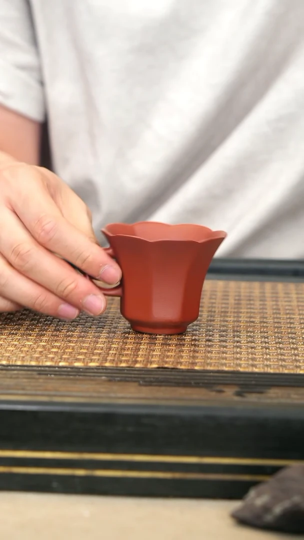 茶壶紫砂20《花口 把杯》朱泥