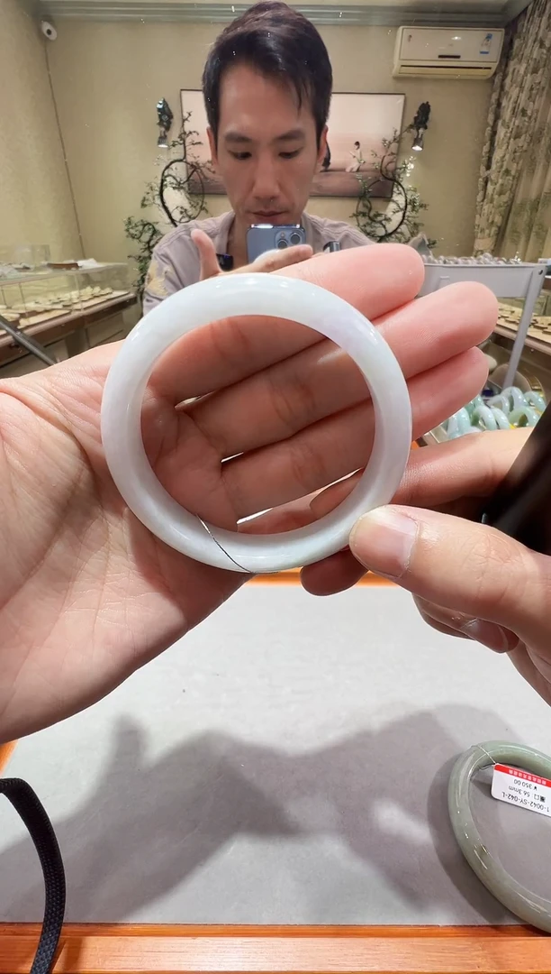 纯天然缅甸A货翡翠手镯57-58mm-纹裂-90145号-特价