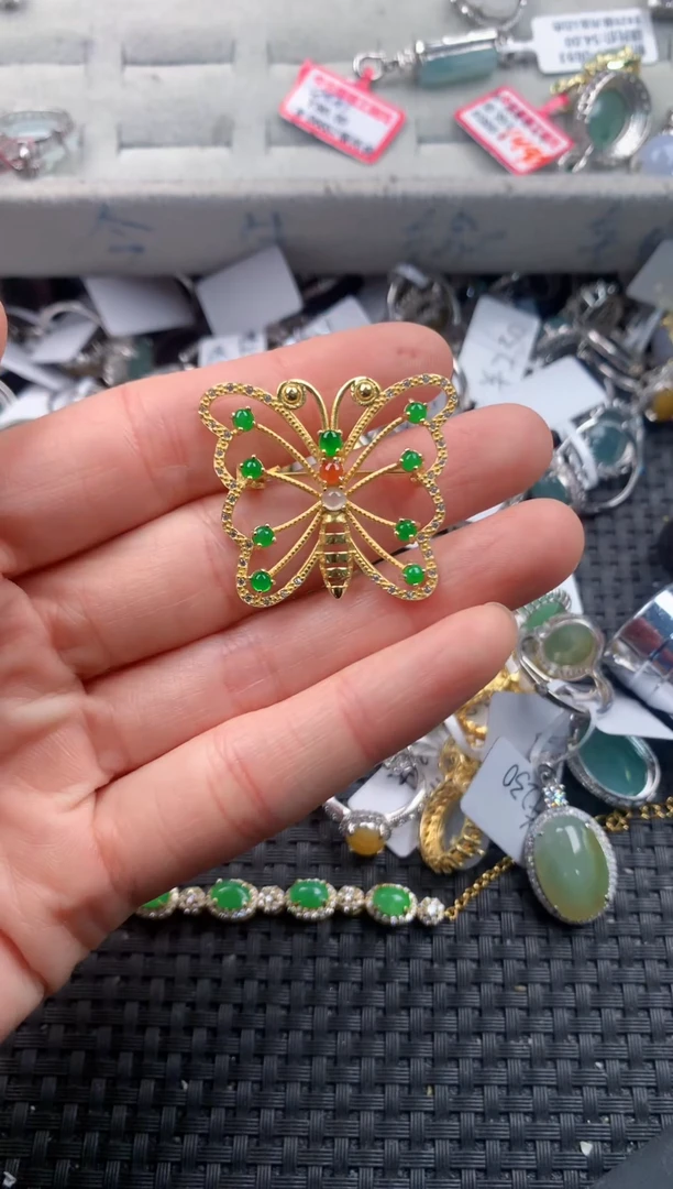 银S925镶嵌戒指翡翠222   10