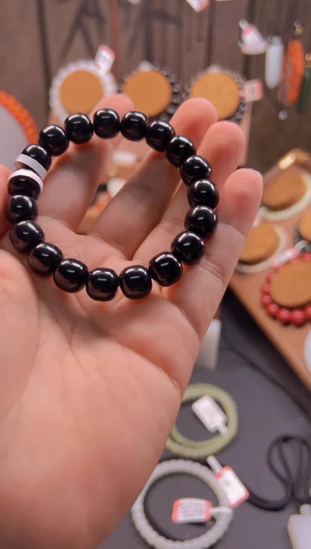 未镶嵌手串和田玉墨玉手串11