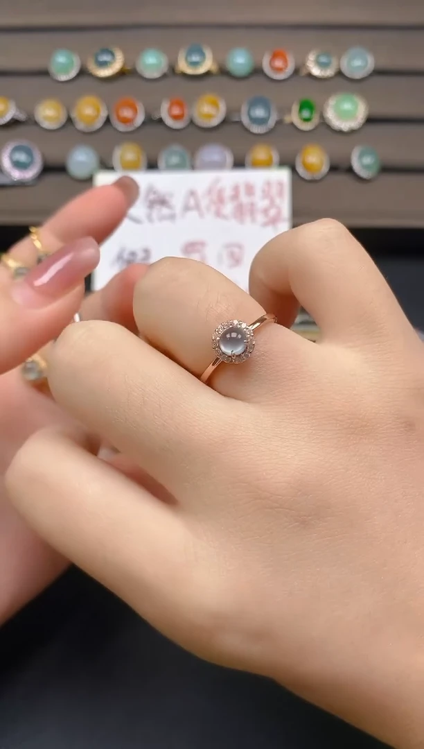 翡翠戒指银S925镶嵌6