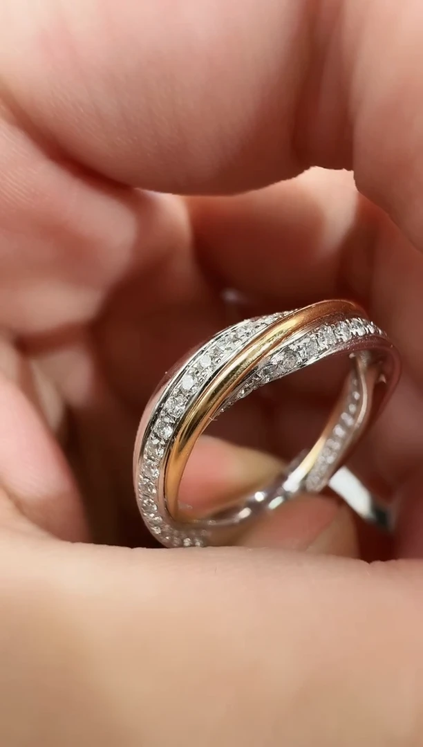 【闪购商品】钻石戒指/指环18K金镶嵌拼色戒指5.51g