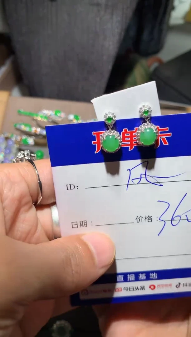 【闪购商品】翡翠耳饰银S925镶嵌 定向 风大1