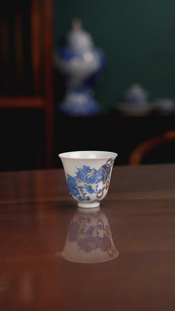 空山明月 新斗彩 双狮