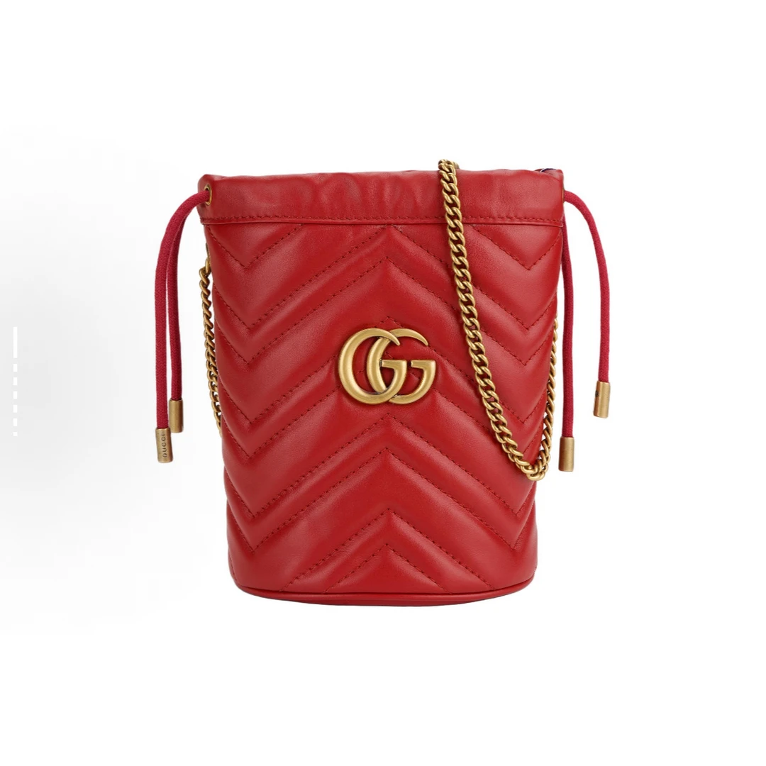 99新 GUCCI/古驰 云朵奢品/GUCCI Marmont水桶包红/98新