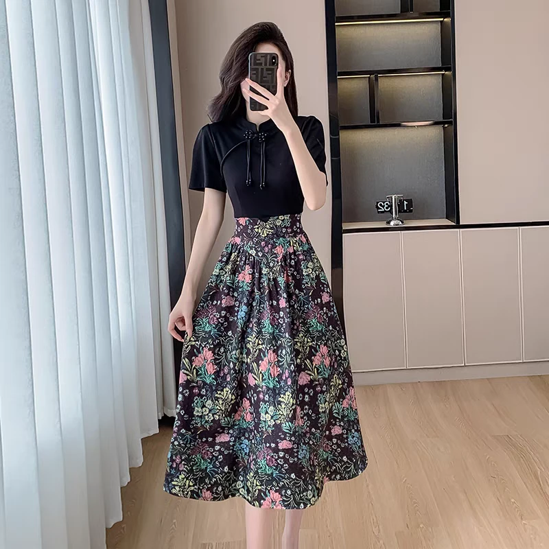 【RG6558】2025新款轻奢复古时尚气质百搭碎花显瘦新款连衣裙